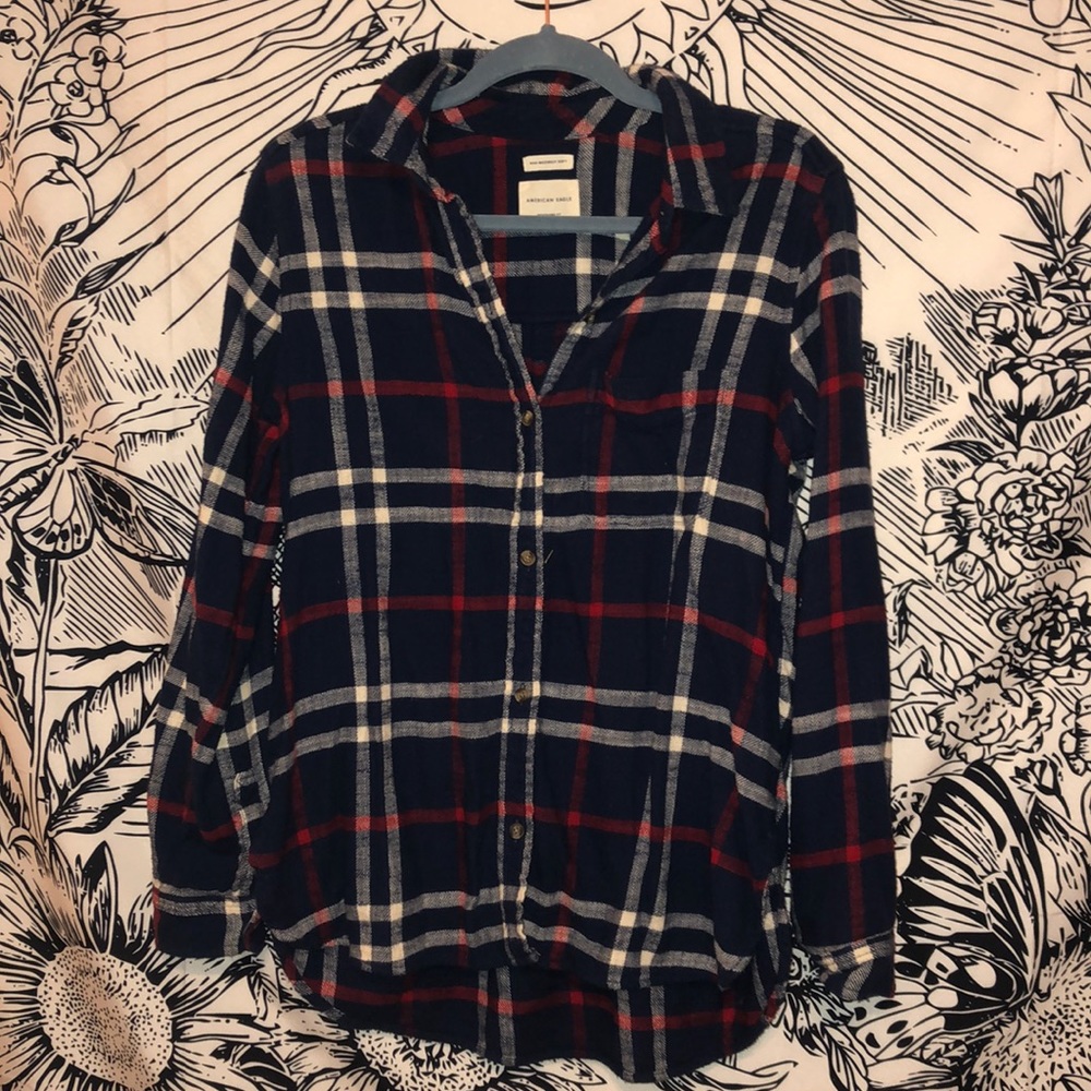 AMERICAN EAGLE - red, blue, and white flannel